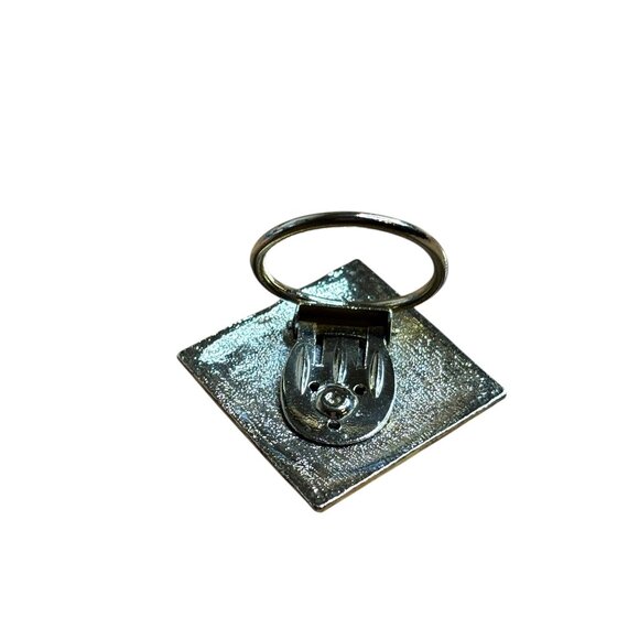 Goldtone Square Scarf Clip Art Deco Patterned Textured 1.25 inch - Picture 3 of 3